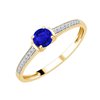 Bague serti clos saphir et diamant en or 18 carats