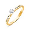 Solitaire accompagné serti clos diamant en or 18 carats