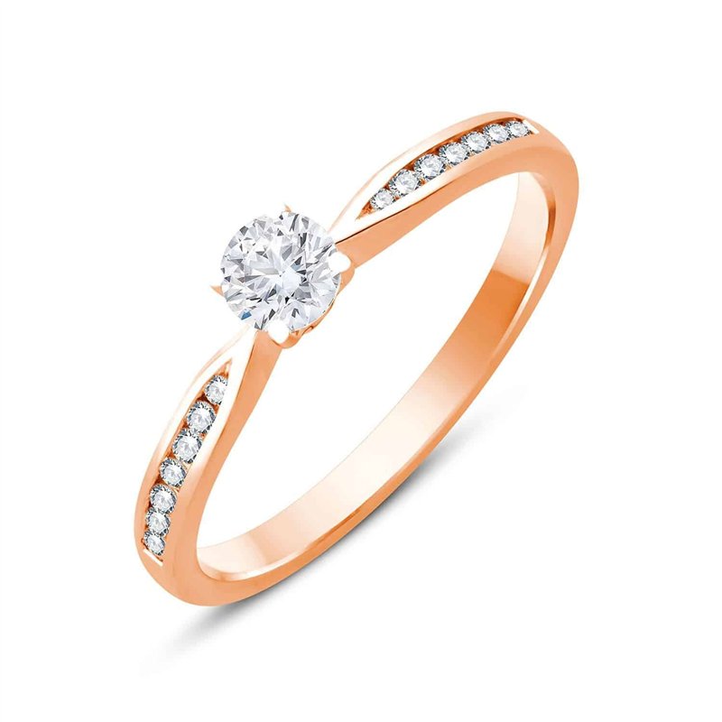 Solitaire accompagné serti clos diamant en or 18 carats