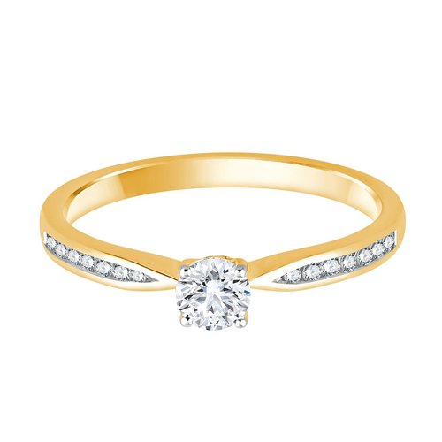 Solitaire accompagné serti clos diamant en or 18 carats