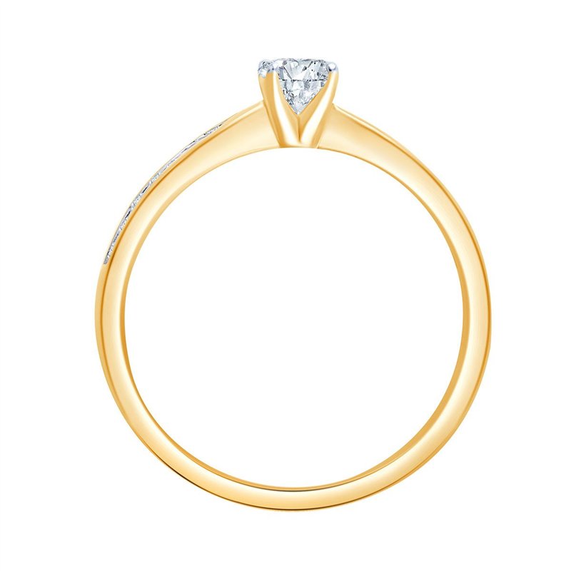 Solitaire accompagné serti clos diamant en or 18 carats