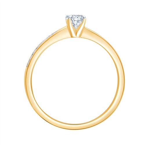 Solitaire accompagné serti clos diamant en or 18 carats