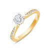 Solitaire accompagné serti clos diamant en or 18 carats