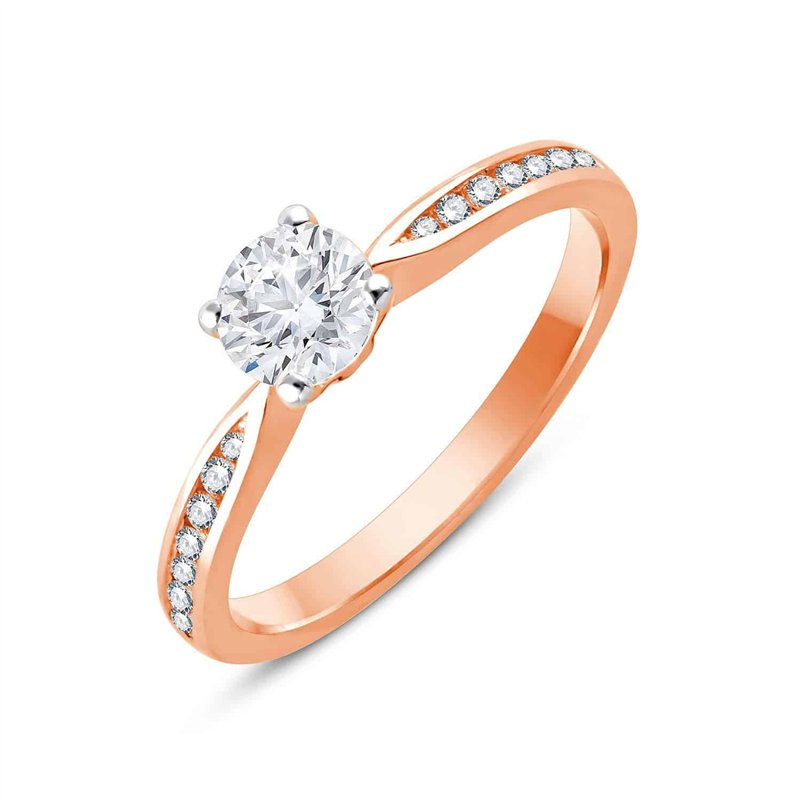 Solitaire accompagné serti clos diamant en or 18 carats