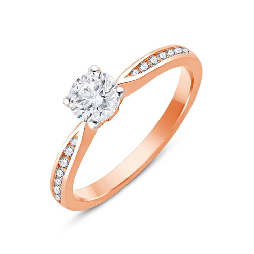 Solitaire accompagné serti clos diamant en or 18 carats