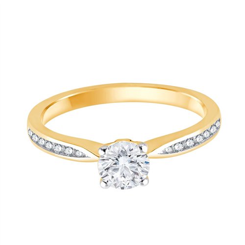 Solitaire accompagné serti clos diamant en or 18 carats