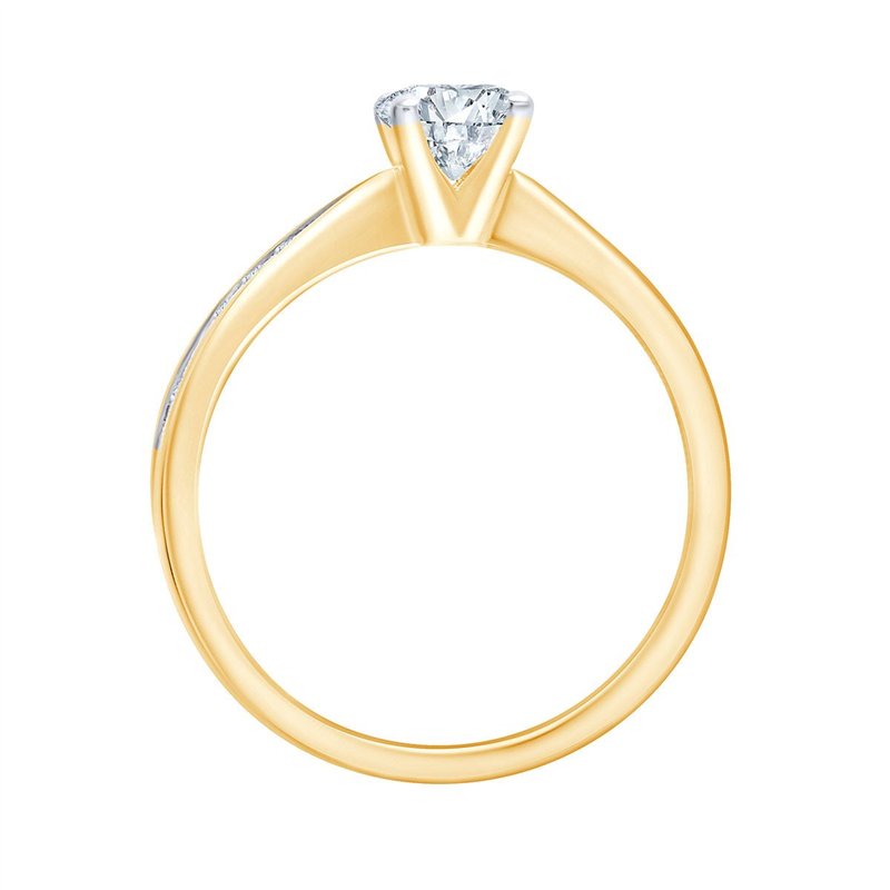Solitaire accompagné serti clos diamant en or 18 carats