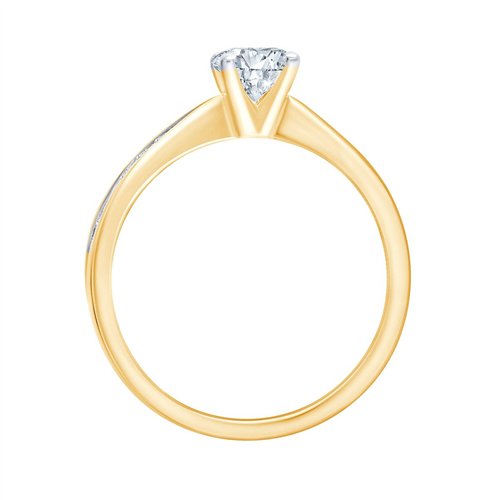Solitaire accompagné serti clos diamant en or 18 carats
