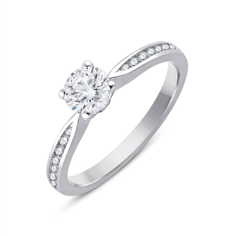 Solitaire accompagné serti clos diamant en or 18 carats