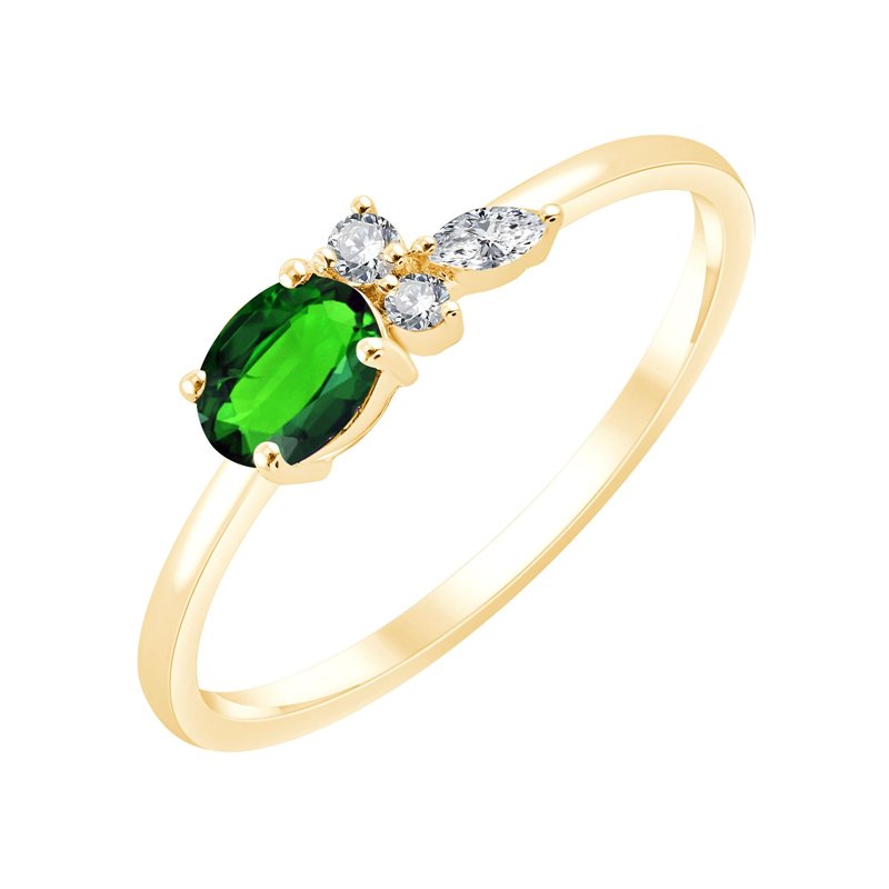 Bague émeraude et diamant en or 18 carats