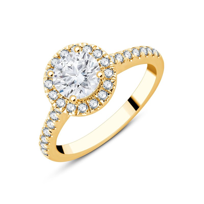 Solitaire accompagné serti clos diamant en or 18 carats