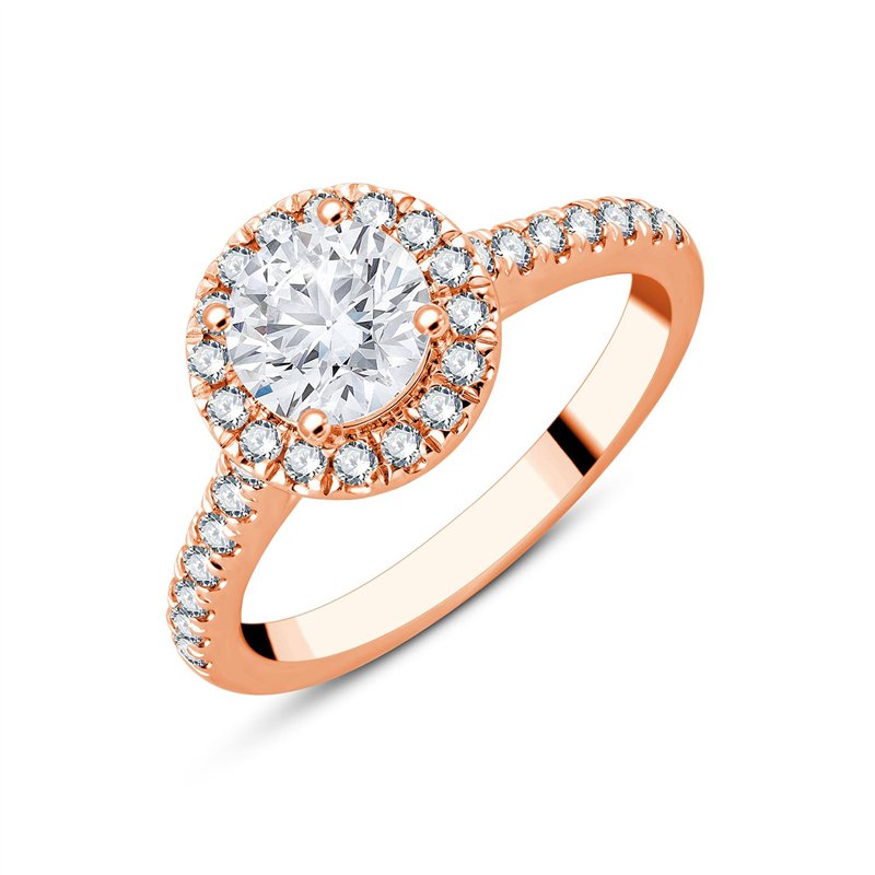 Solitaire accompagné serti clos diamant en or 18 carats