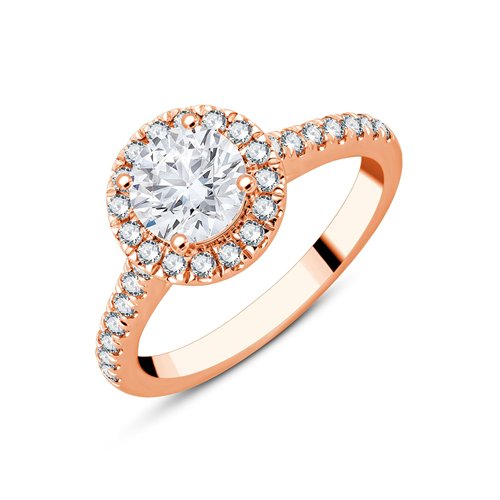 Solitaire accompagné serti clos diamant en or 18 carats