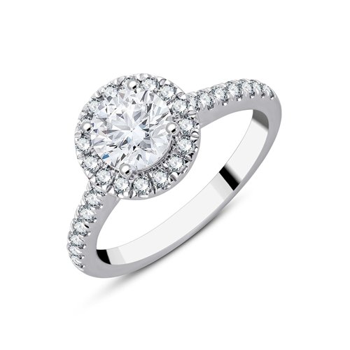 Solitaire accompagné serti clos diamant en or 18 carats