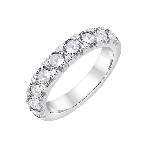 Demi Alliance serti clos diamant en or 18 carats