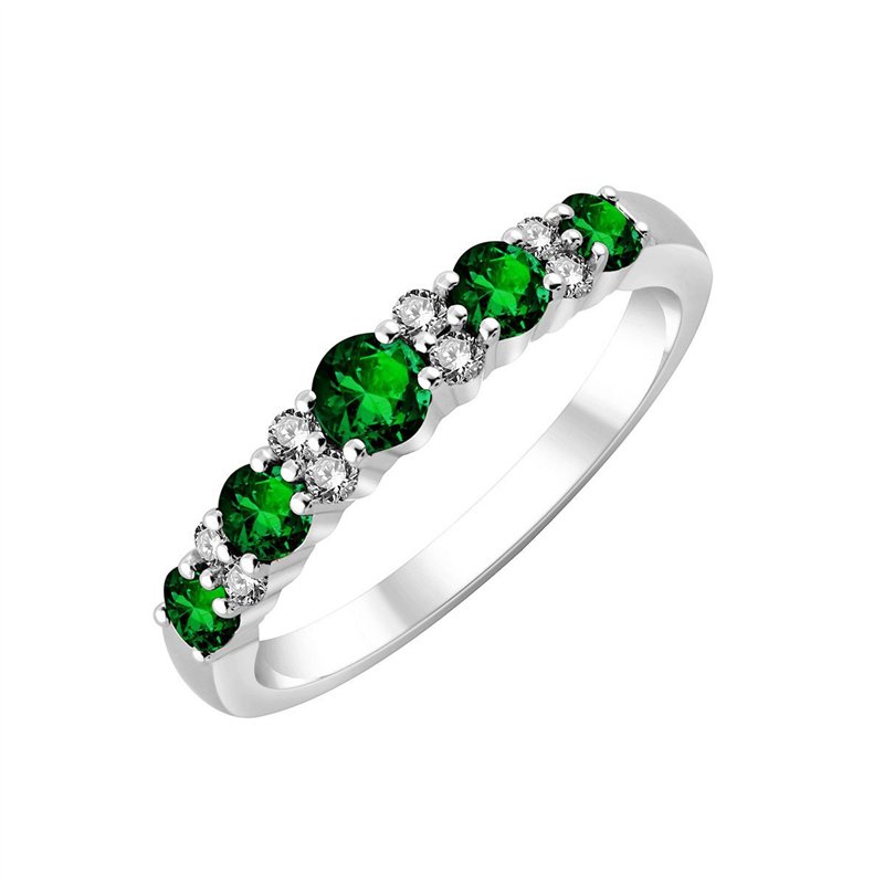 Demi Alliance trilogie émeraude et diamant en or 18 carats