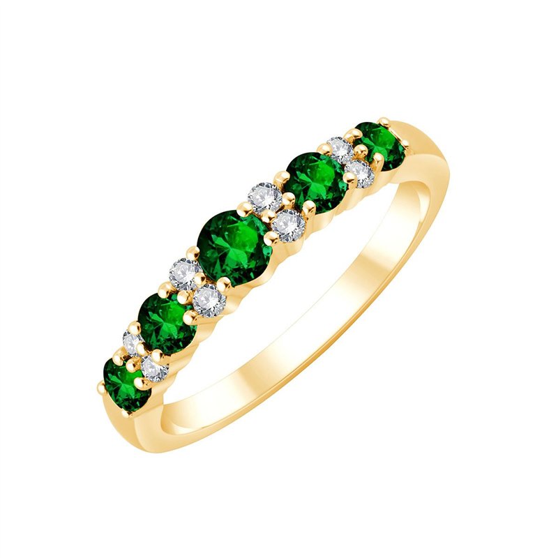 Demi Alliance trilogie émeraude et diamant en or 18 carats