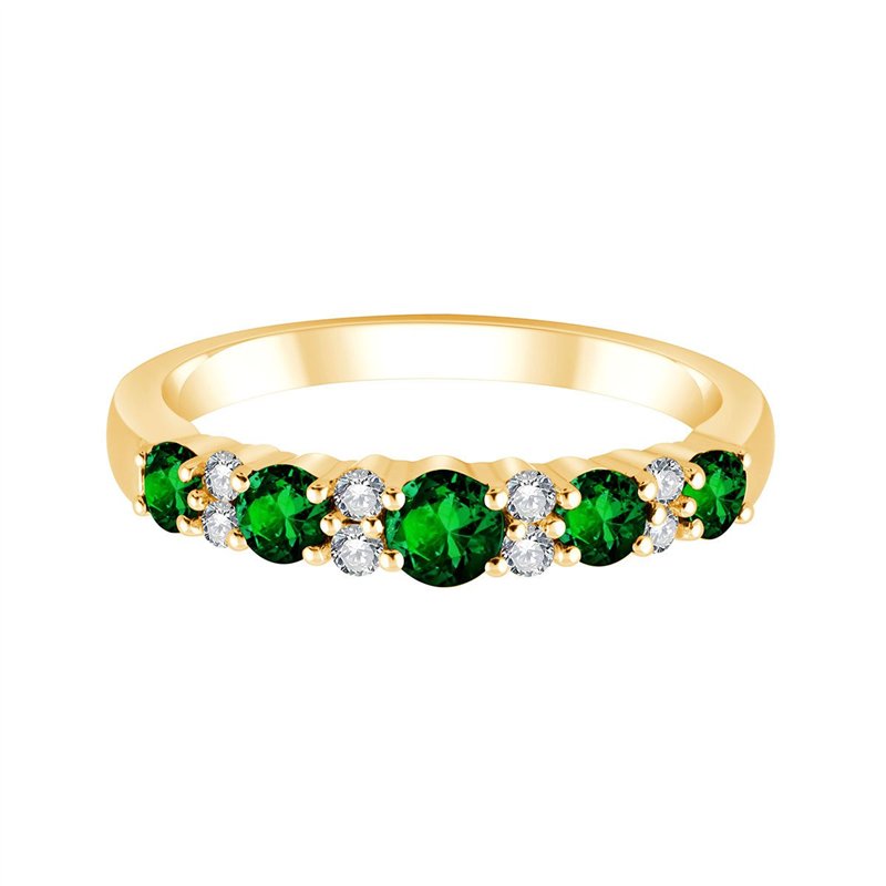 Demi Alliance trilogie émeraude et diamant en or 18 carats