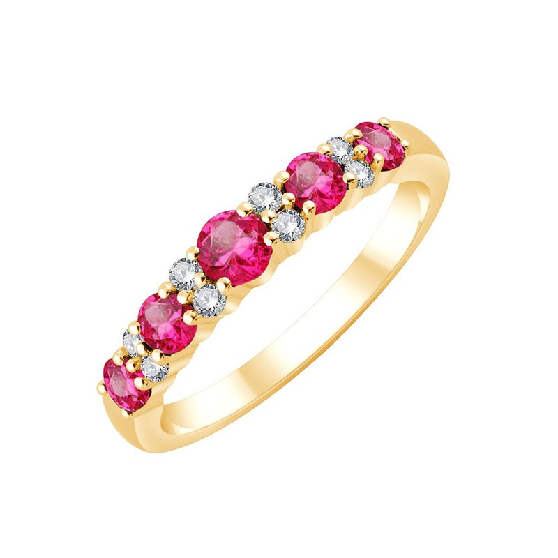 Demi Alliance rubis et diamant en or 18 carats