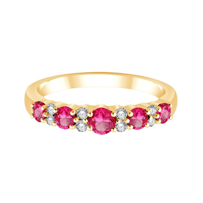 Demi Alliance rubis et diamant en or 18 carats