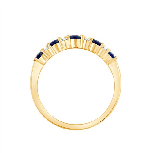 Demi Alliance saphir et diamant en or 18 carats