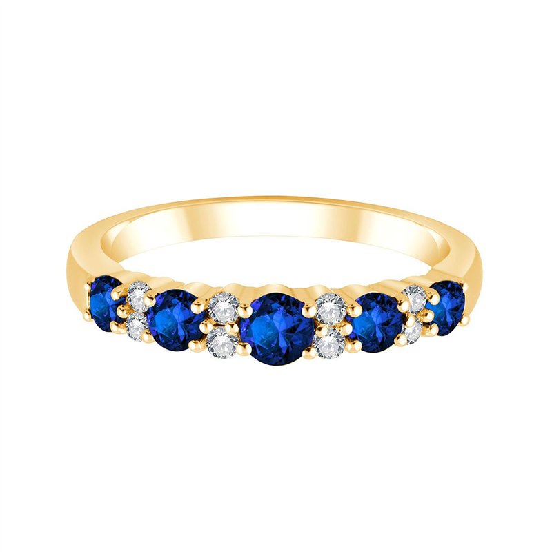 Demi Alliance saphir et diamant en or 18 carats