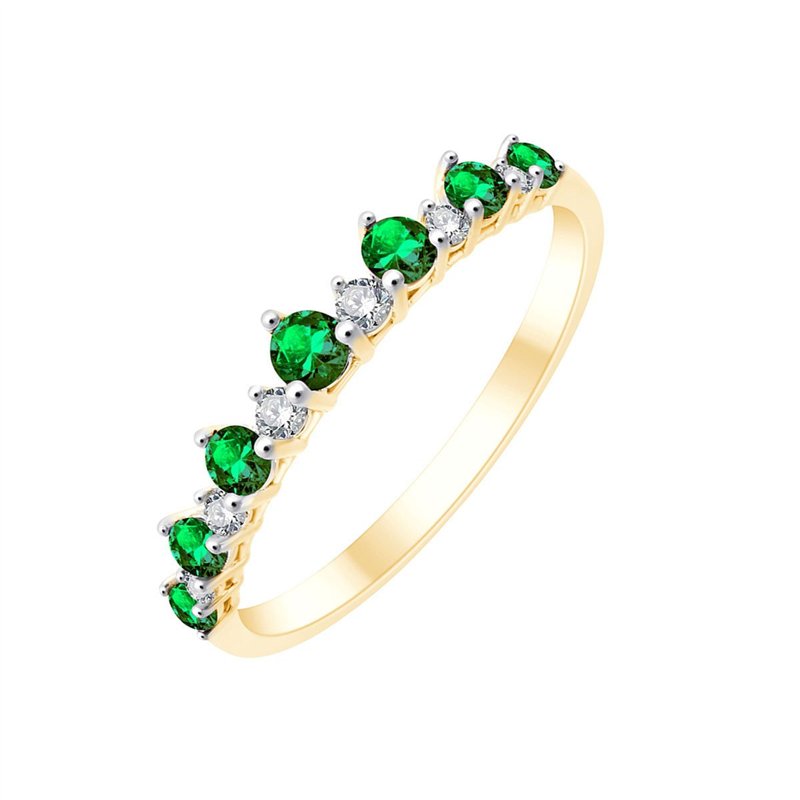 Alliance émeraude et diamant en or 18 carats