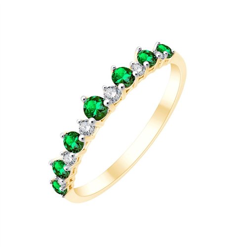 Alliance émeraude et diamant en or 18 carats