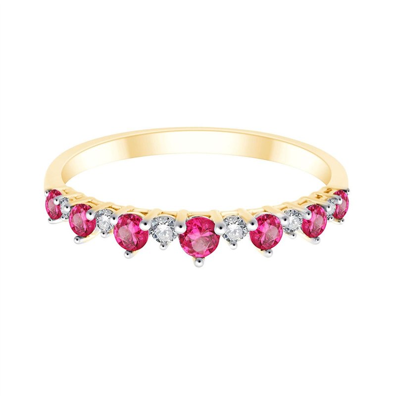 Alliance serti clos rubis et diamant en or 18 carats