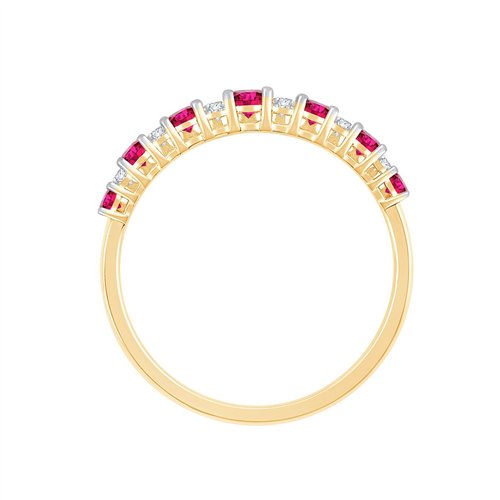 Alliance serti clos rubis et diamant en or 18 carats