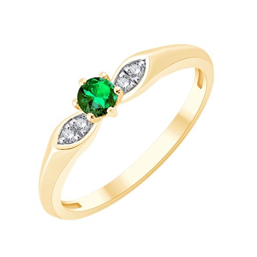 Bague toi et moi émeraude et diamant en or 18 carats