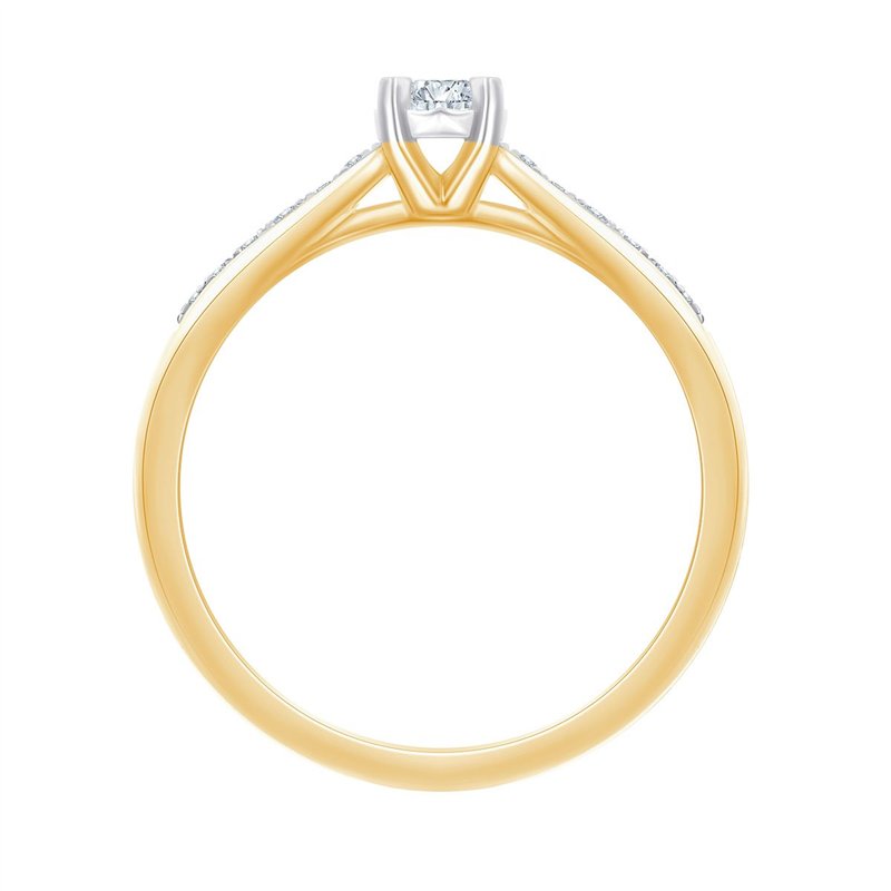 Solitaire accompagné serti clos diamant en or 18 carats