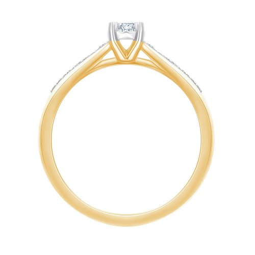 Solitaire accompagné serti clos diamant en or 18 carats