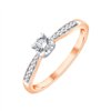 Solitaire accompagné serti clos diamant en or 18 carats