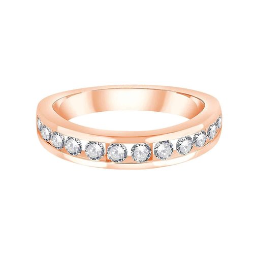 Demi Alliance serti clos diamant en or 18 carats