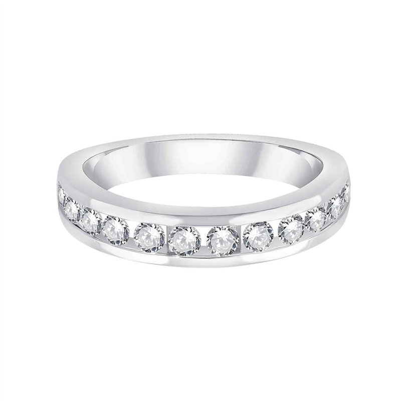 Demi Alliance serti clos diamant en or 18 carats
