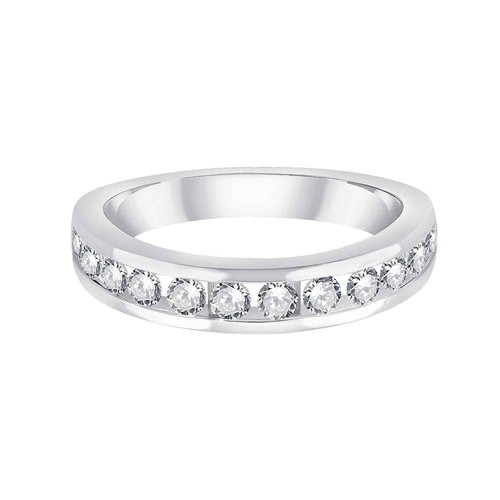 Demi Alliance serti clos diamant en or 18 carats
