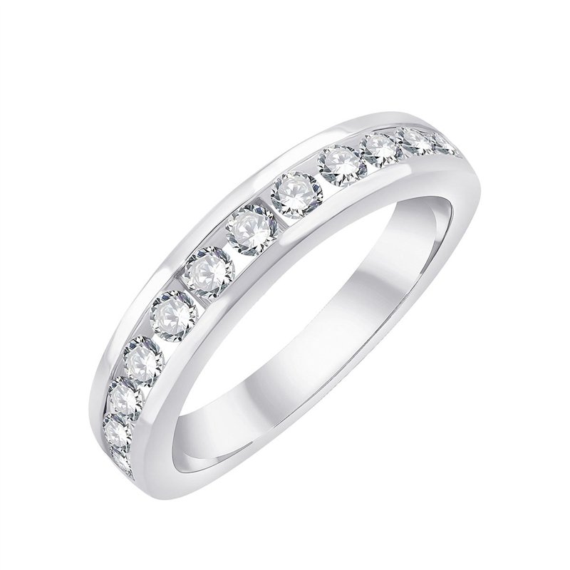 Demi Alliance serti clos diamant en or 18 carats