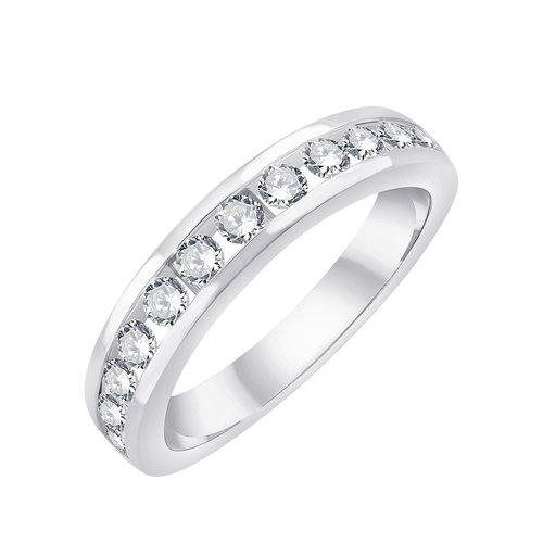 Demi Alliance serti clos diamant en or 18 carats