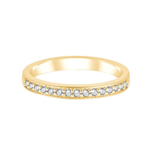 Demi Alliance serti clos diamant en or 18 carats