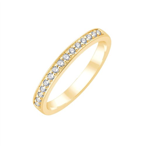 Demi Alliance serti clos diamant en or 18 carats