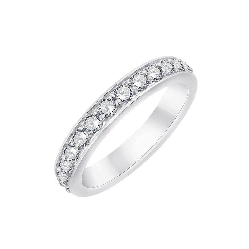 Demi Alliance serti clos diamant en or 18 carats