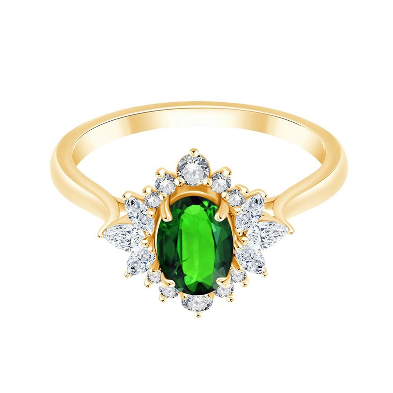 Bague émeraude et diamant en or 18 carats