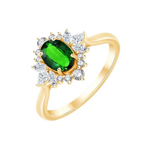 Bague émeraude et diamant en or 18 carats