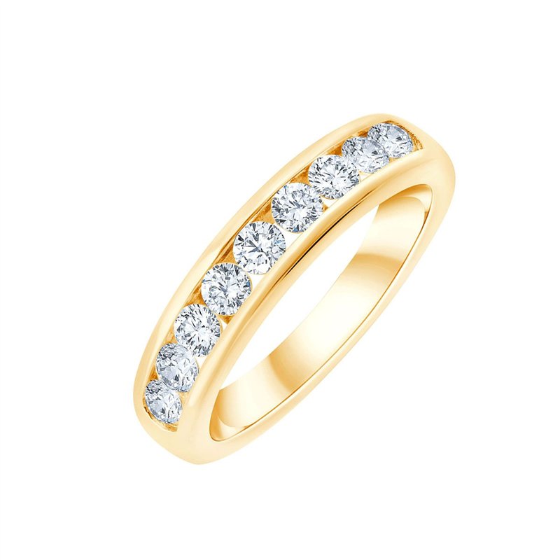 Demi Alliance serti clos diamant en or 18 carats