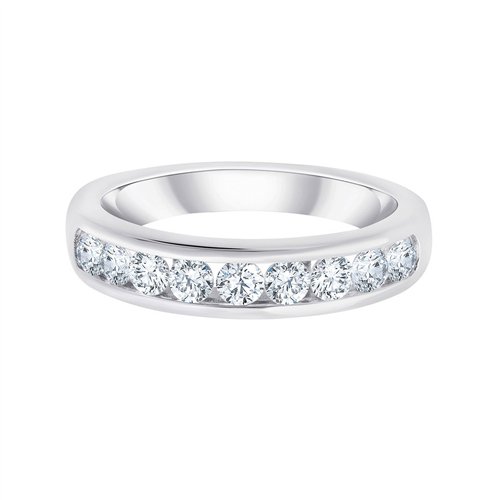 Demi Alliance serti clos diamant en or 18 carats