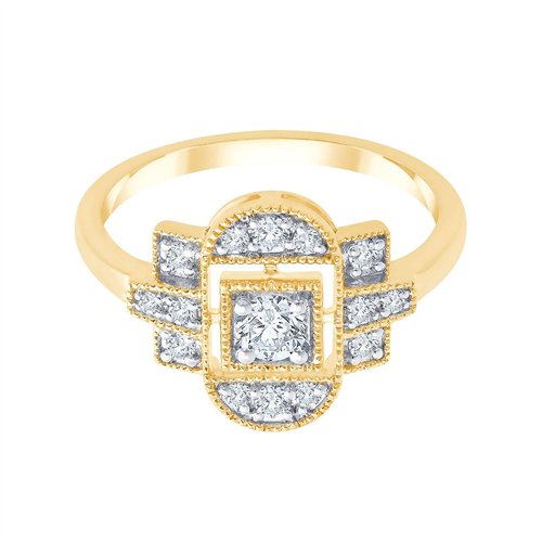 Bague Art Déco trilogie diamant en or 18 carats