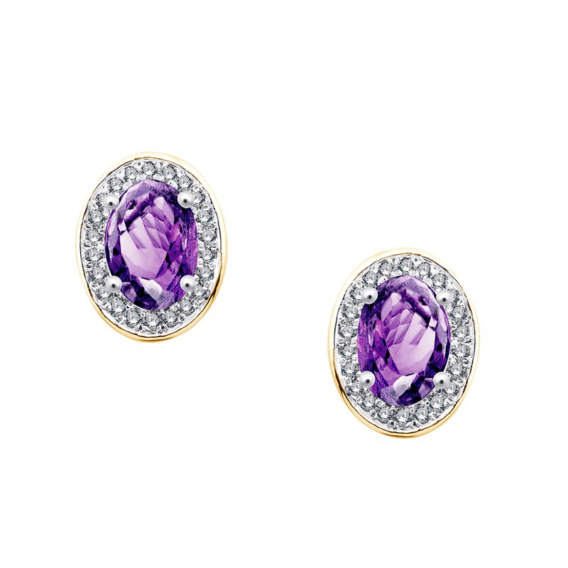 Boucles d'oreilles serti clos pierre fine et diamant en or 18 carats