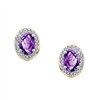 Boucles d'oreilles serti clos pierre fine et diamant en or 18 carats