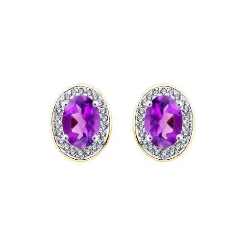 Boucles d'oreilles serti clos pierre fine et diamant en or 18 carats